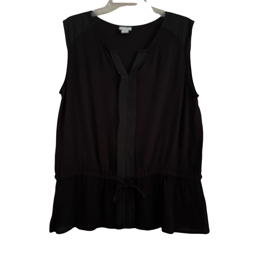 Whimsigoth Sleeveless Black Blouse Womens Size L Work Casual Career Fairy Grunge